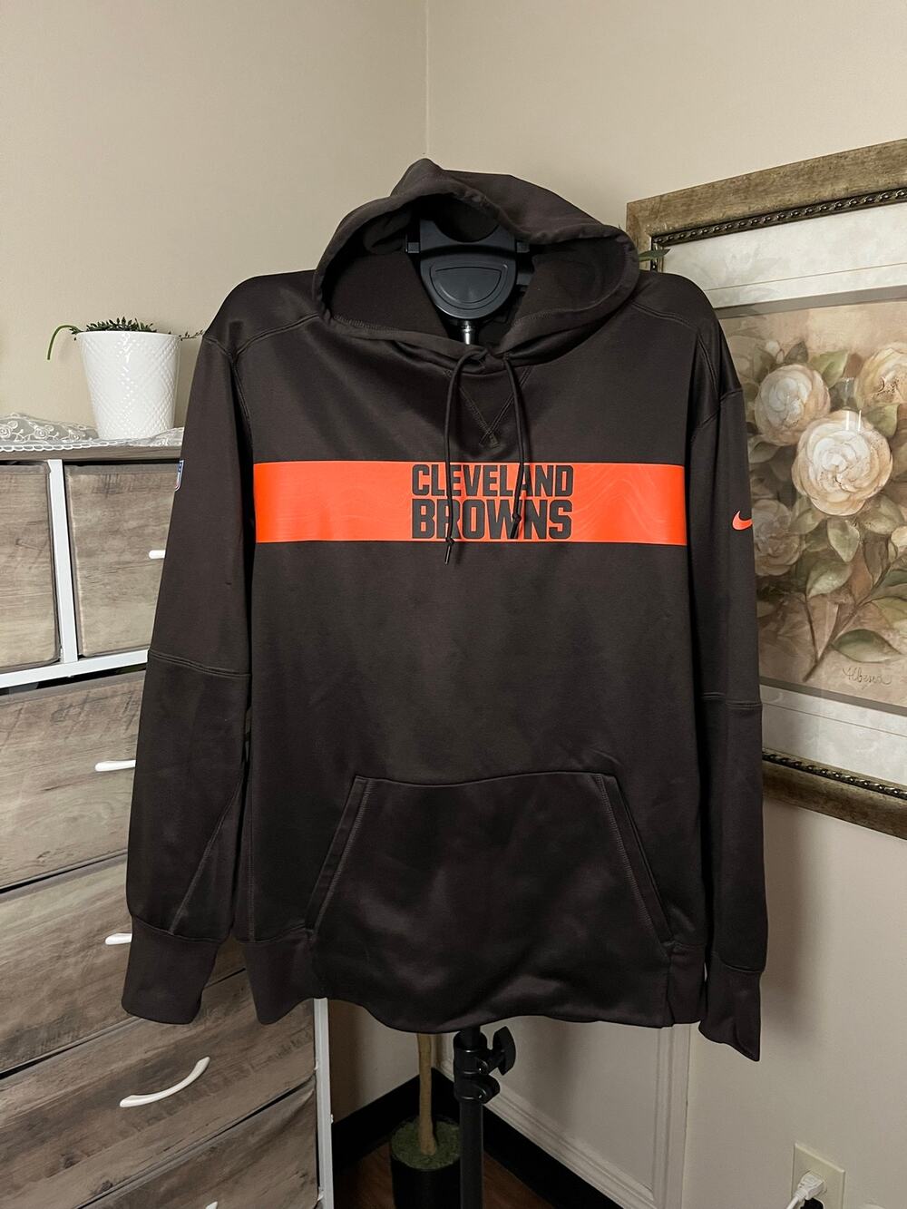 Nike Cleveland Browns NFL On Field Men’s XL Pullover Hoodie Brown Orange